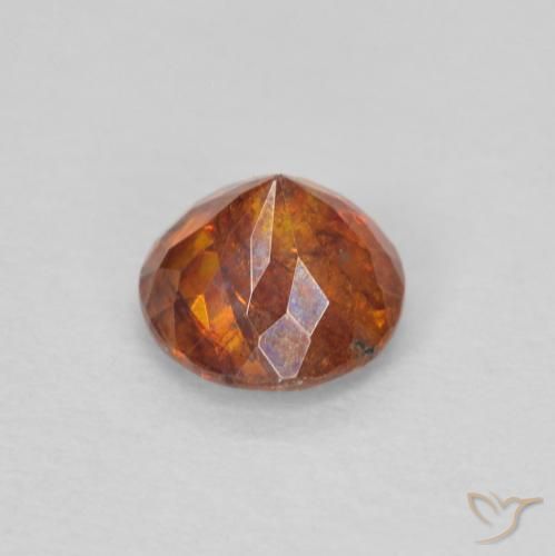 Esfalrita Naranja rojizo natural de 0.92 ct, Redondo, I1