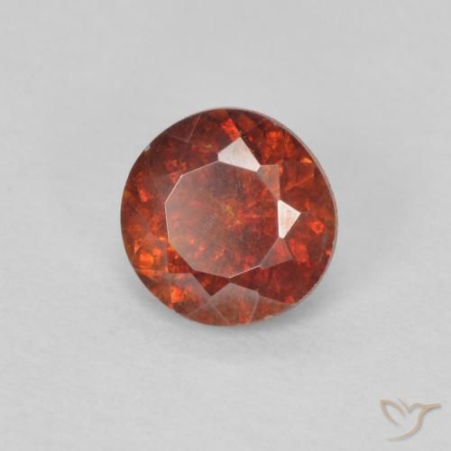 Esfalrita Naranja rojizo natural de 0.85 ct, Redondo, SI