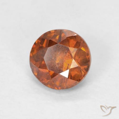 Esfalrita Medium Dark-Orange natural de 0.79 ct, Redondo, SI-I1