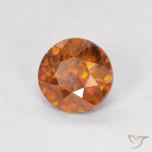 Esfalrita Medium Dark-Orange natural de 0.56 ct, Redondo, SI-I1