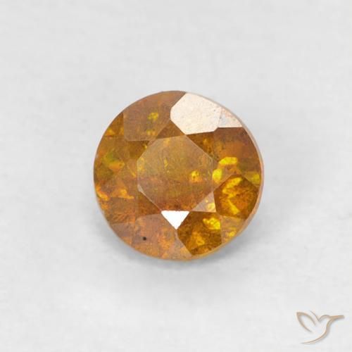 0.38ct Natural Naranja terroso Esfalrita, Redondo, SI-I1