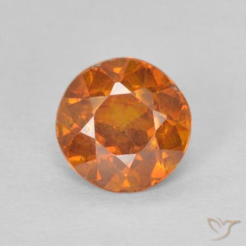 0.79ct Natural Medium Dark-Orange esfalerita, Redondo, SI-I1