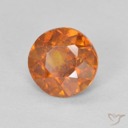 Esfalrita Medium Dark-Orange natural de 0.79 ct, Redondo, SI-I1