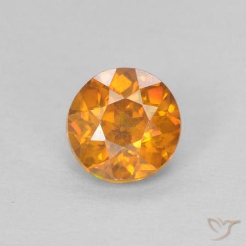 0.57ct Natural Naranja medio Esfalrita, Redondo, SI-I1