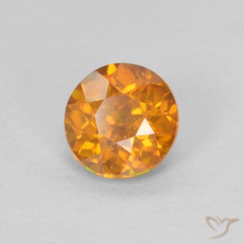 Esfalrita Naranja medio natural de 0.57 ct, Redondo, SI-I1