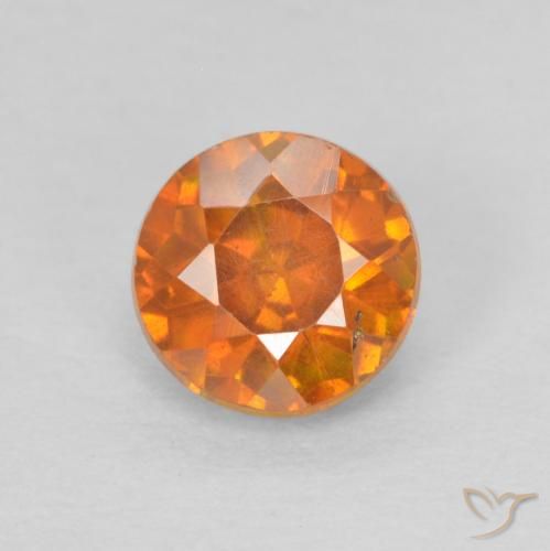 0.81ct Natural Naranja claro esfalerita, Redondo, SI-I1