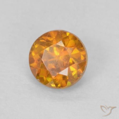 Esfalrita Naranja medio natural de 0.38 ct, Redondo, SI-I1