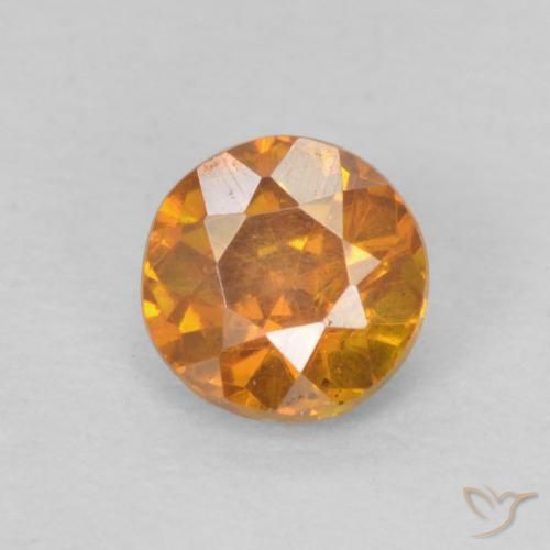 0.42ct Natural Naranja medio esfalerita, Redondo, SI-I1