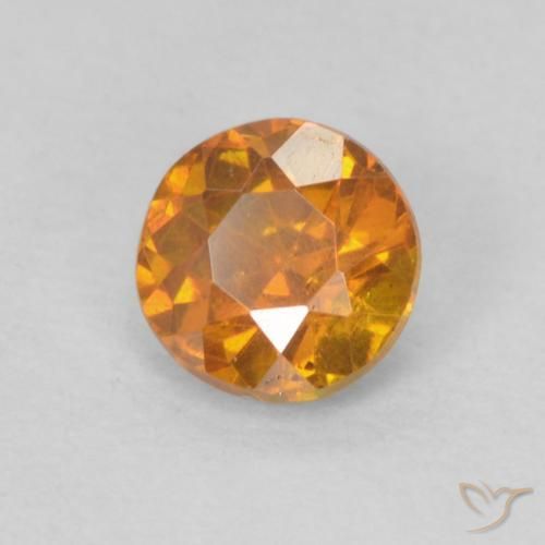 Esfalrita Naranja medio natural de 0.42 ct, Redondo, SI-I1