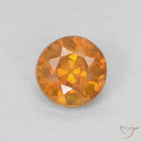 0.22ct Natural Naranja medio esfalerita, Redondo, SI-I1