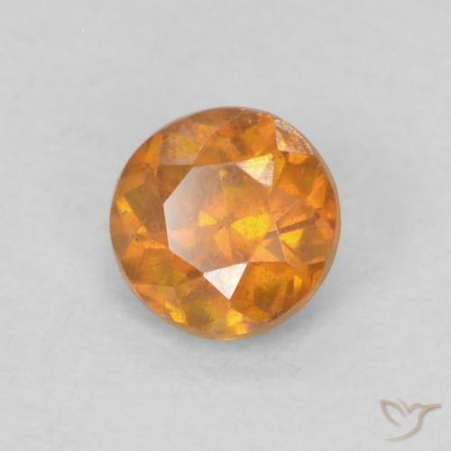 Esfalrita Naranja medio natural de 0.22 ct, Redondo, SI-I1