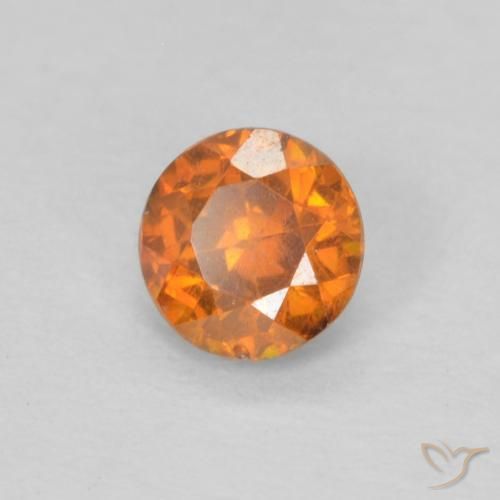 Esfalrita Naranja claro natural de 0.32 ct, Redondo, VS-SI
