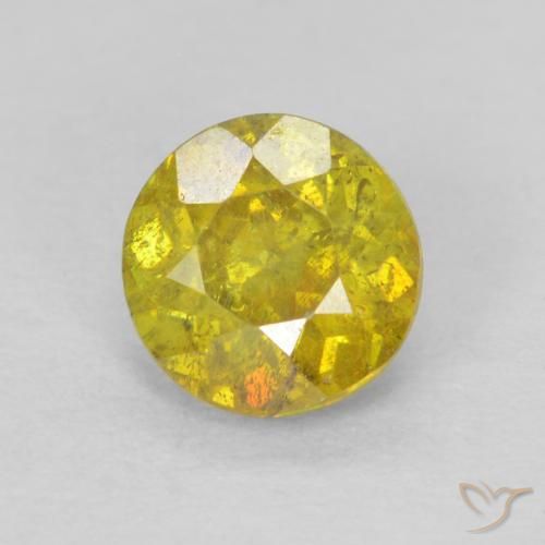 0.77ct Natural Amarillo medio Esfalrita, Redondo, SI-I1
