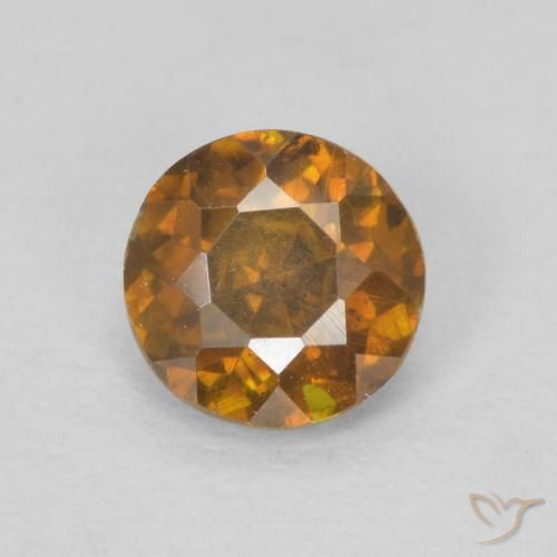 0.64ct Natural Marrón naranja Esfalrita, Redondo, SI-I1