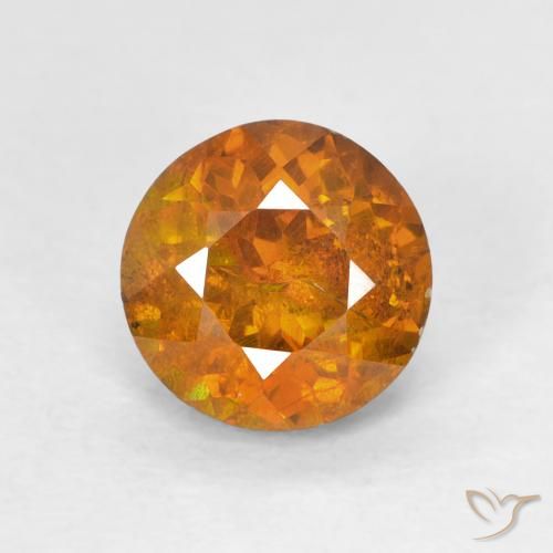 1.94ct Natural Naranja medio esfalerita, Redondo, I1