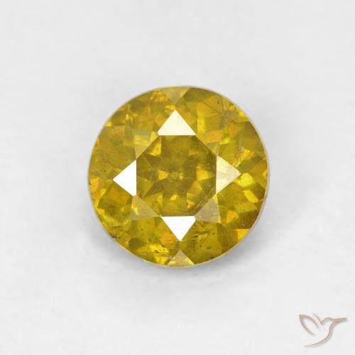 0.91ct Natural Amarillo medio esfalerita, Redondo, VS-SI