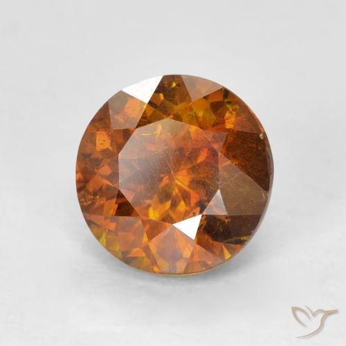 Esfalrita Medium Dark-Orange natural de 2.27 ct, Redondo, SI-I1