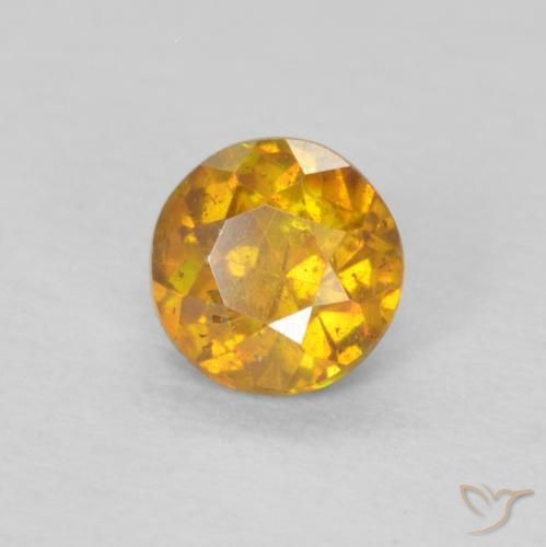 Esfalrita Amarillo dorado natural de 0.34 ct, Redondo, SI-I1