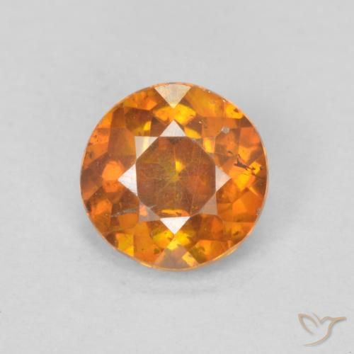0.64ct Natural Medium Dark-Orange Esfalrita, Redondo, SI-I1