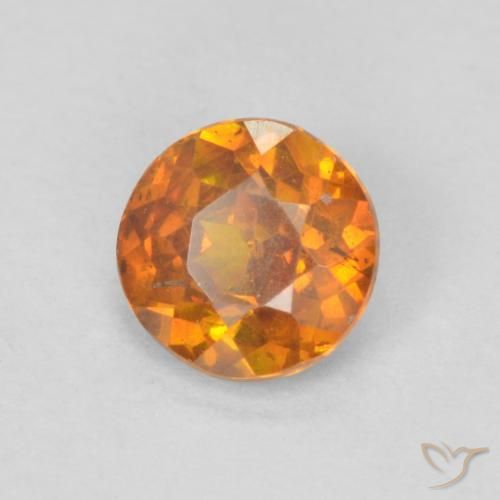 Esfalrita Medium Dark-Orange natural de 0.64 ct, Redondo, SI-I1