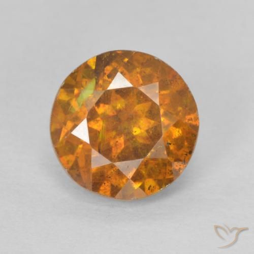 1.50ct Natural Marrón naranja esfalerita, Redondo, SI-I1