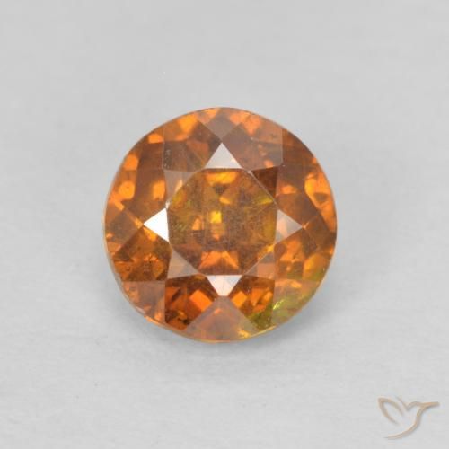 0.82ct Natural Naranja medio esfalerita, Redondo, SI-I1