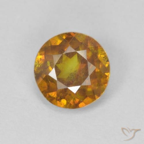 0.95ct Natural Marrón-oro esfalerita, Redondo, SI-I1