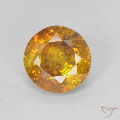 1.24ct Natural Marrón-oro esfalerita, Redondo, SI-I1