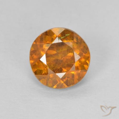 Esfalrita Naranja oscuro natural de 0.99 ct, Corte Redondo, SI-I1