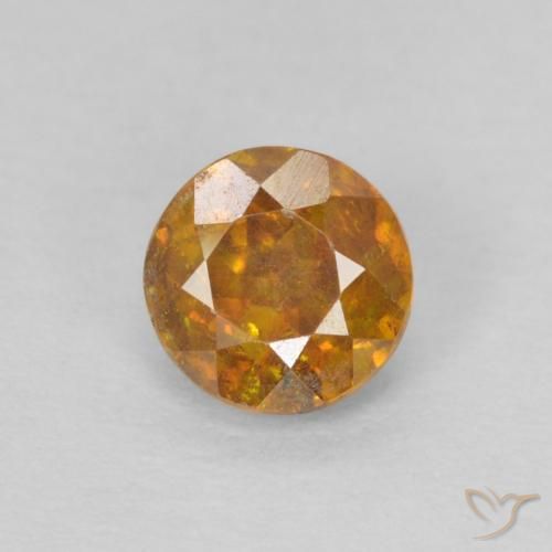 0.59ct Natural Dorado naranja intenso esfalerita, Redondo, SI-I1