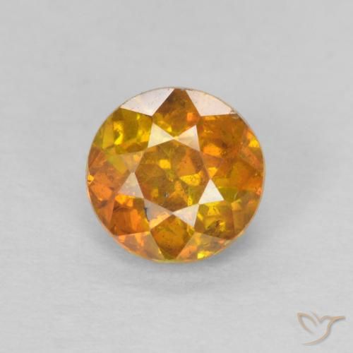 0.71ct Natural Dorado naranja intenso Esfalrita, Redondo, SI-I1