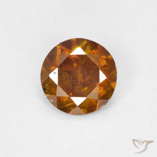 0.44ct Natural Naranja medio Esfalrita, Redondo, SI-I1