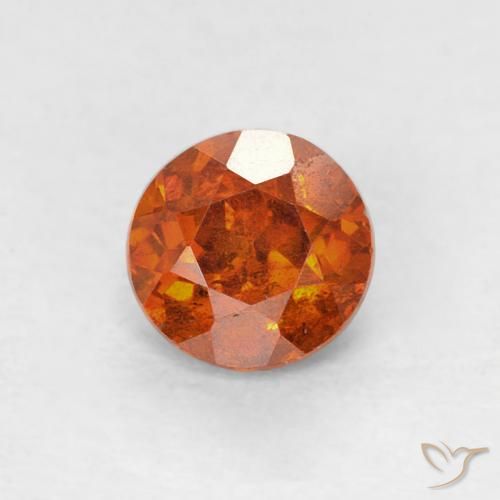 0.80ct Natural Naranja rojizo esfalerita, Redondo, SI-I1