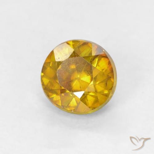 Esfalrita Amarillo amarronado natural de 0.59 ct, Redondo, SI-I1