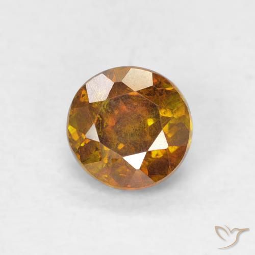 0.61ct Natural Marrón-oro esfalerita, Redondo, SI-I1