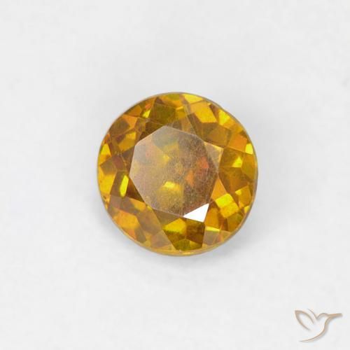 Esfalrita Amarillo dorado natural de 0.48 ct, Redondo, SI-I1