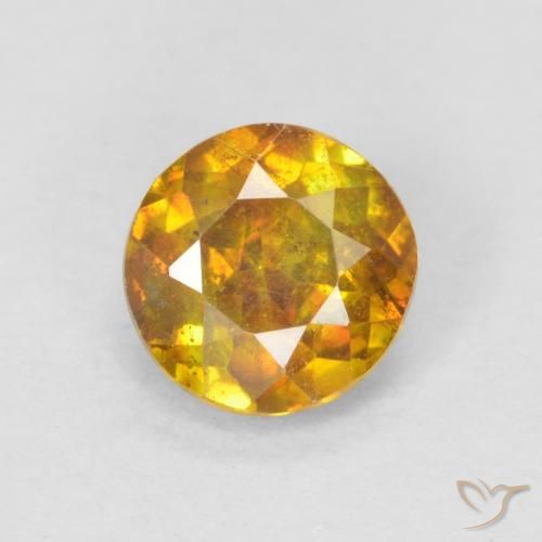 0.66ct Natural Dorado naranja oscuro esfalerita, Redondo, SI-I1