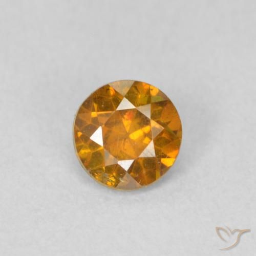 0.36ct Natural Naranja medio esfalerita, Redondo, VS-SI