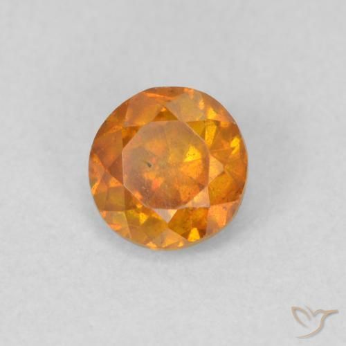 Esfalrita Naranja albaricoque natural de 0.53 ct, Redondo, VS-SI