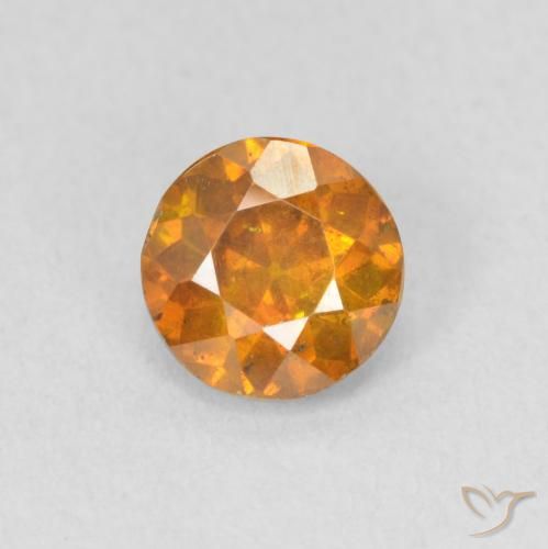 0.85ct Natural Naranja medio esfalerita, Redondo, VS-SI