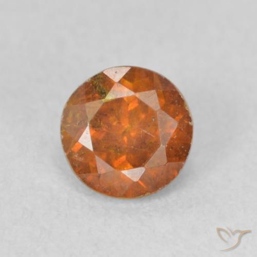 0.65ct Natural Naranja oscuro Esfalrita, Redondo, SI