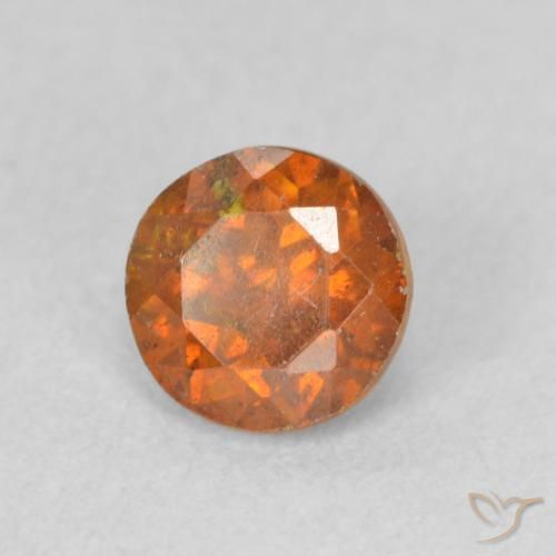 Esfalrita Naranja oscuro natural de 0.65 ct, Redondo, SI