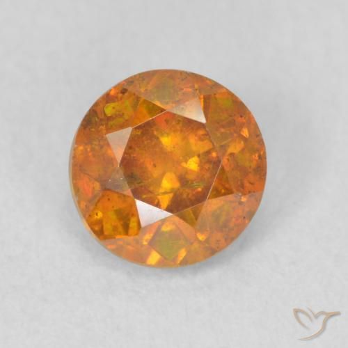 0.78ct Natural Marrón naranja esfalerita, Redondo, SI