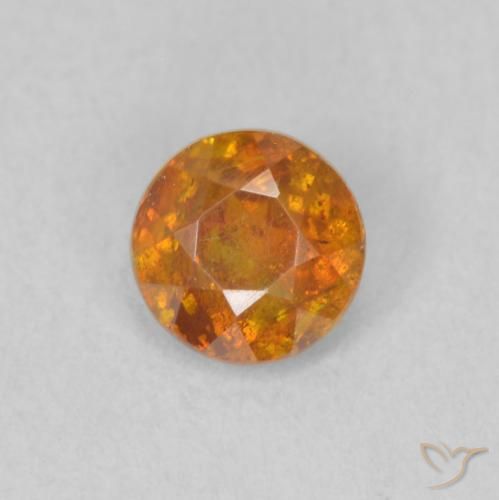 0.46ct Natural Naranja medio Esfalrita, Redondo, SI