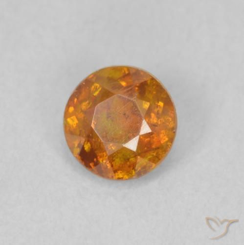 Esfalrita Naranja medio natural de 0.46 ct, Redondo, SI