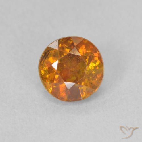 0.81ct Natural Marrón naranja Esfalrita, Redondo, SI