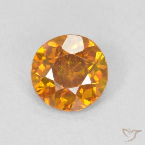 0.47ct Natural Naranja oscuro esfalerita, Redondo, SI