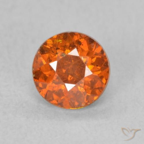 0.59ct Natural Naranja oscuro Esfalrita, Redondo, VS-SI