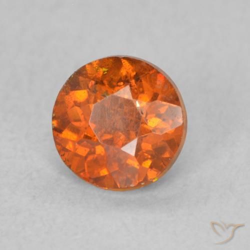 Esfalrita Naranja oscuro natural de 0.59 ct, Redondo, VS-SI