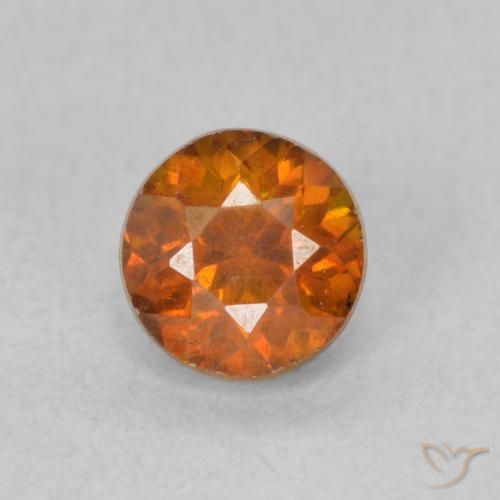 0.73ct Natural Naranja oscuro Esfalrita, Redondo, VS-SI